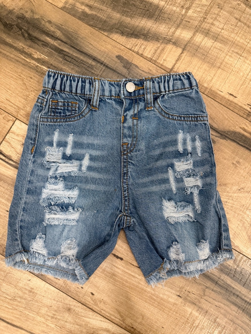 Kids Distressed Denim Shorts - Blue